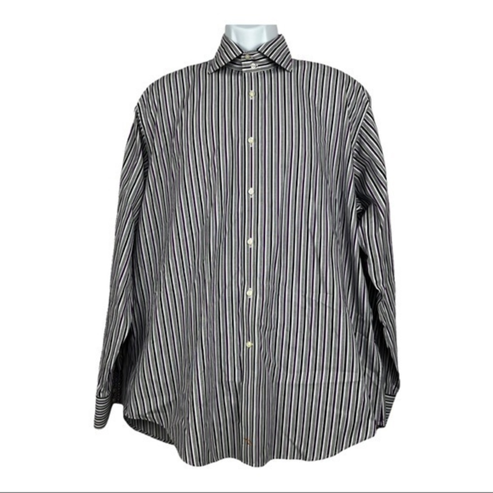 Thomas Dean Men Shirt Buttons Down Casual Shirt Striped Sz XL